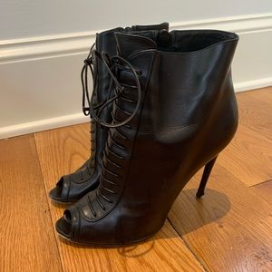 Tom Ford lace up peep toe heels
